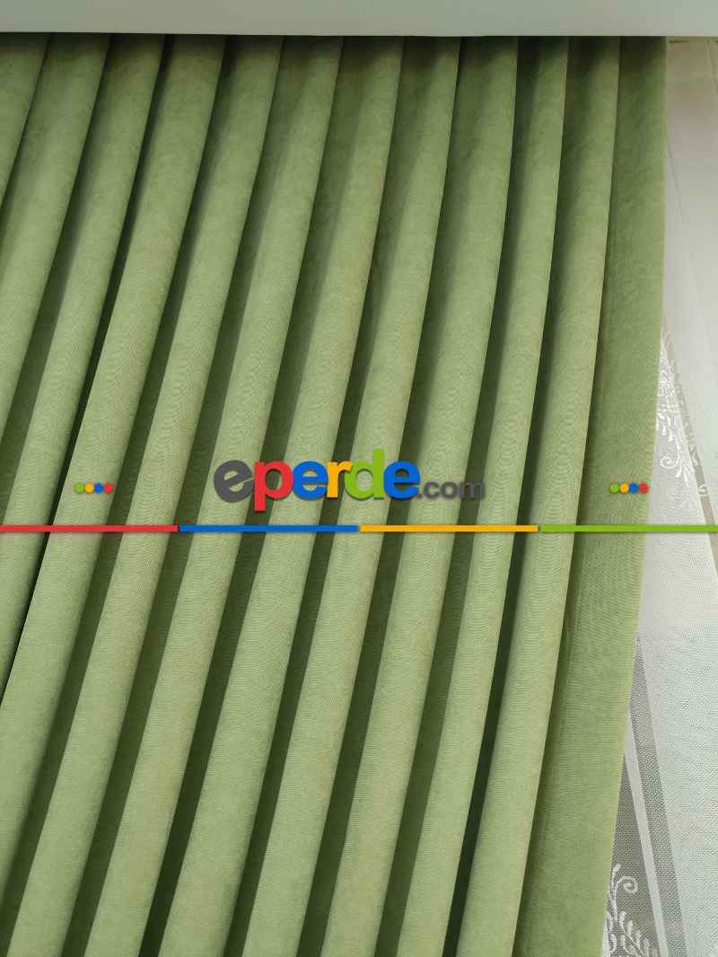 Su Yeşili - Düz Fon Perde ( Dökümlü Fon Perde)- Su Yeşili