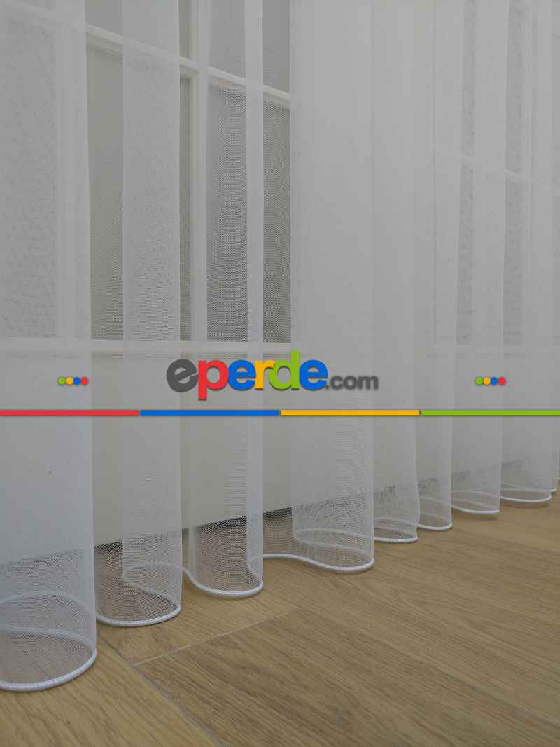 Oturma Odası - Grek Tül Perde - Petek Zemin (dökümlü) Ekru Renk Kırık Beyaz- Ekru