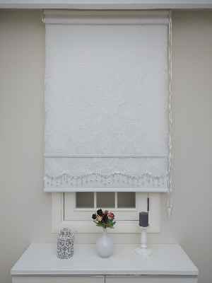 Çiftli Sistem Örme Tül Stor Perde Ve Stor Perde Utah 01- Ekru