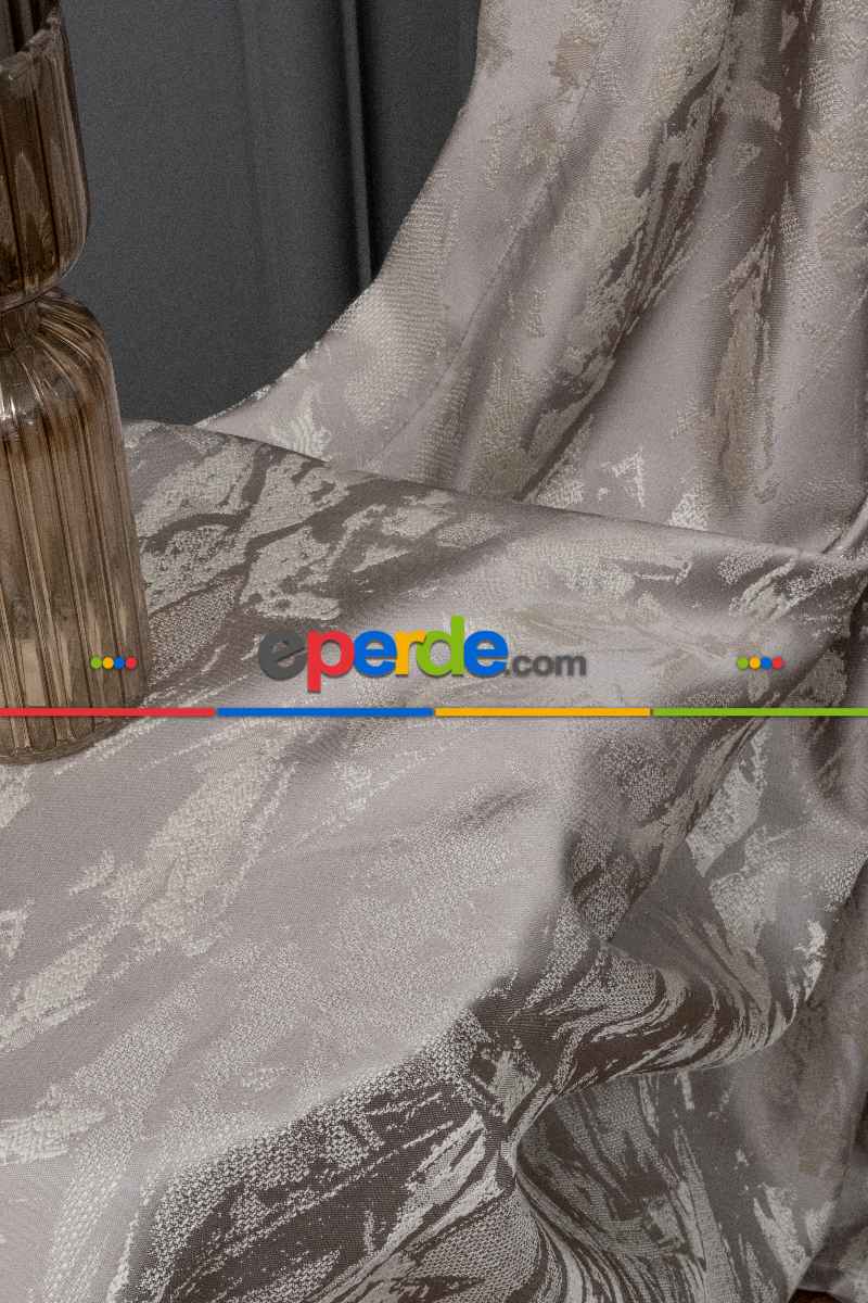 Jakar Dokuma Fon Perde Zemin Gri(desen Krem) Renk