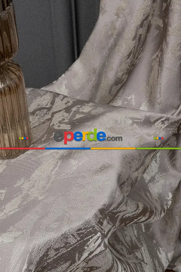 Yatak Odası Fon Jakar Dokuma Fon Perde Zemin Gri(desen Krem) Renk