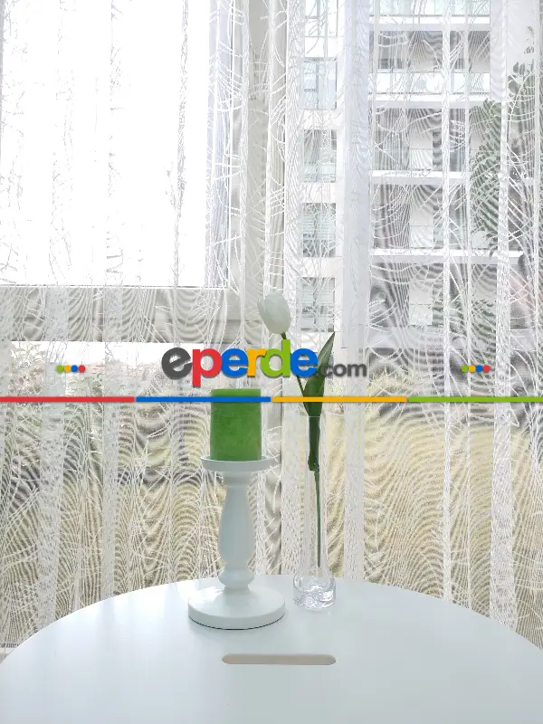 Örme Fransız Dantel 2021 Tül Perde- Ekru