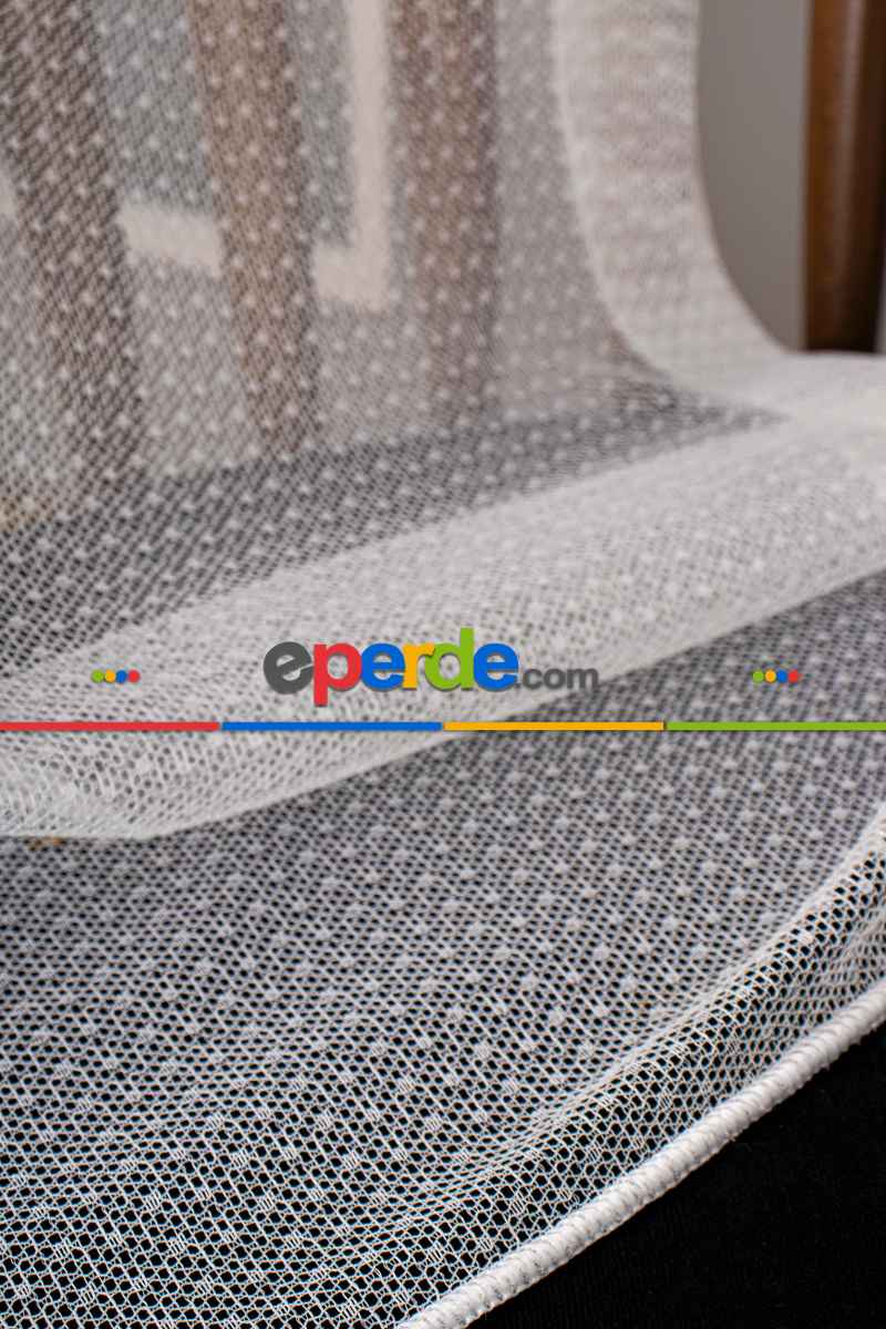 Yatak Odası - Mini Puantiyeli Örme Tül Perde