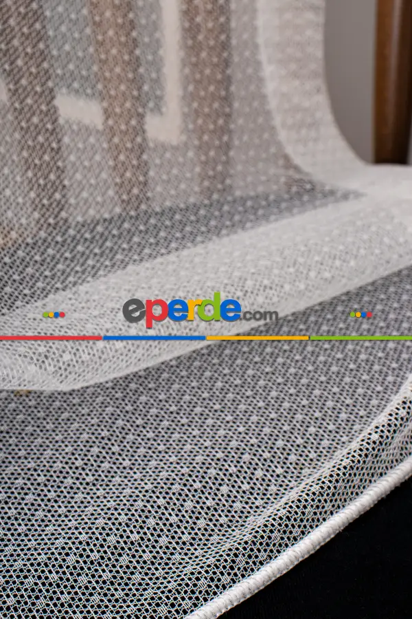 Kız ve Erkek Çocuk Odası Tül Perde - Mini Puantiyeli Örme Tül Perde