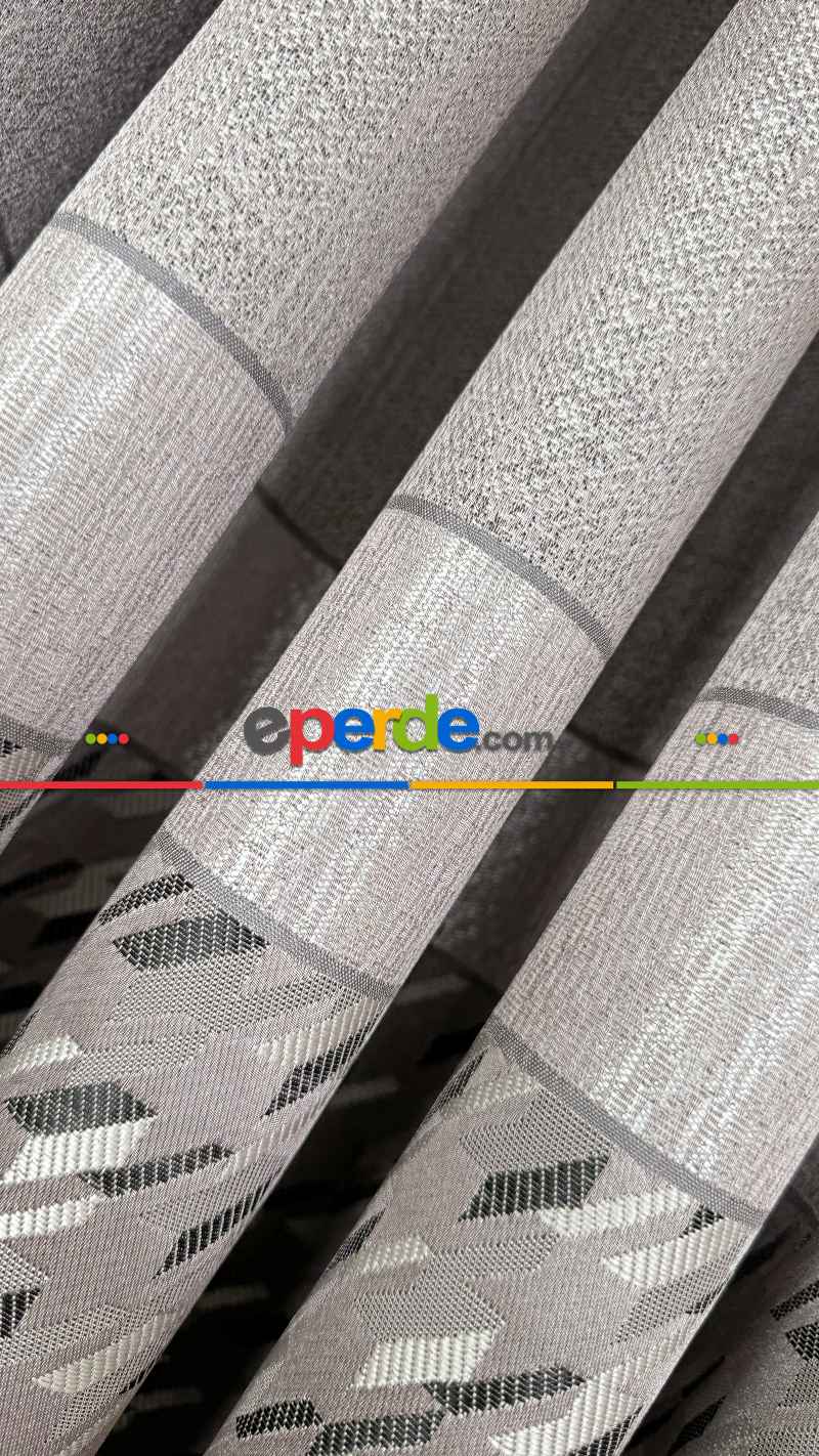 Gül Kurusu Fon Perde, Parlak Zemin, Kazayağı Desenli, Jakar Dokuma