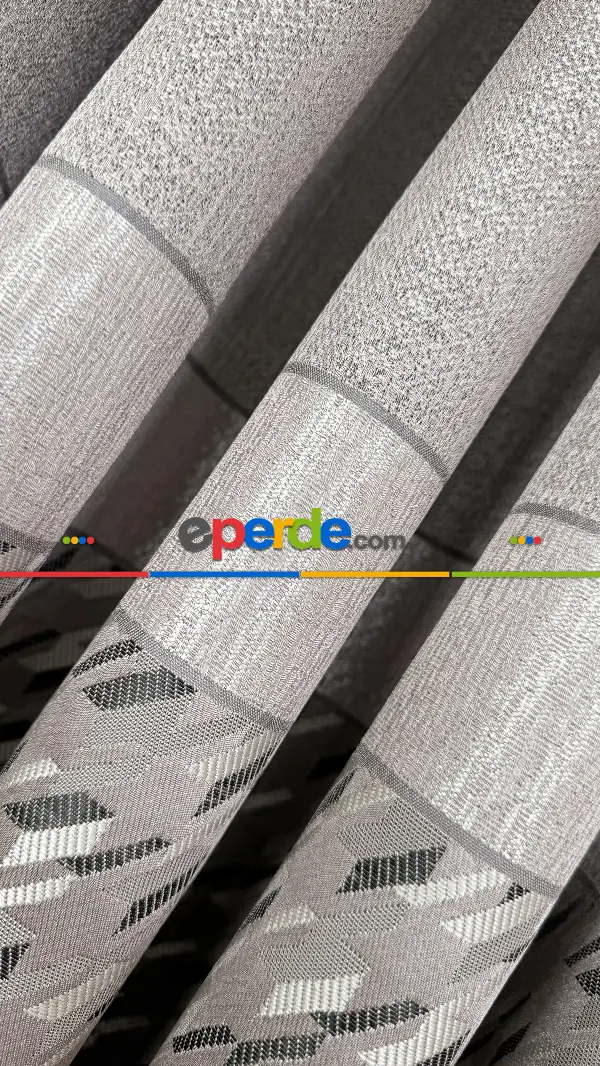 Gül Kurusu Fon Perde, Parlak Zemin, Kazayağı Desenli, Jakar Dokuma