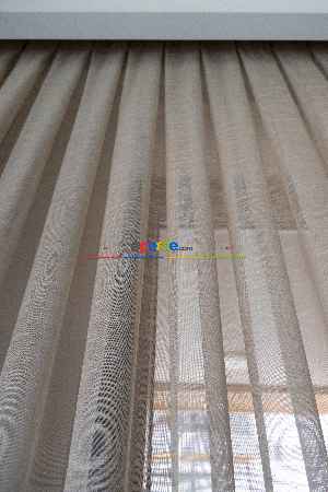 Fırsat Ürünü!! Hazır Ölçülü Keten İplik Efektli Sütlü Kahve Tül Perde