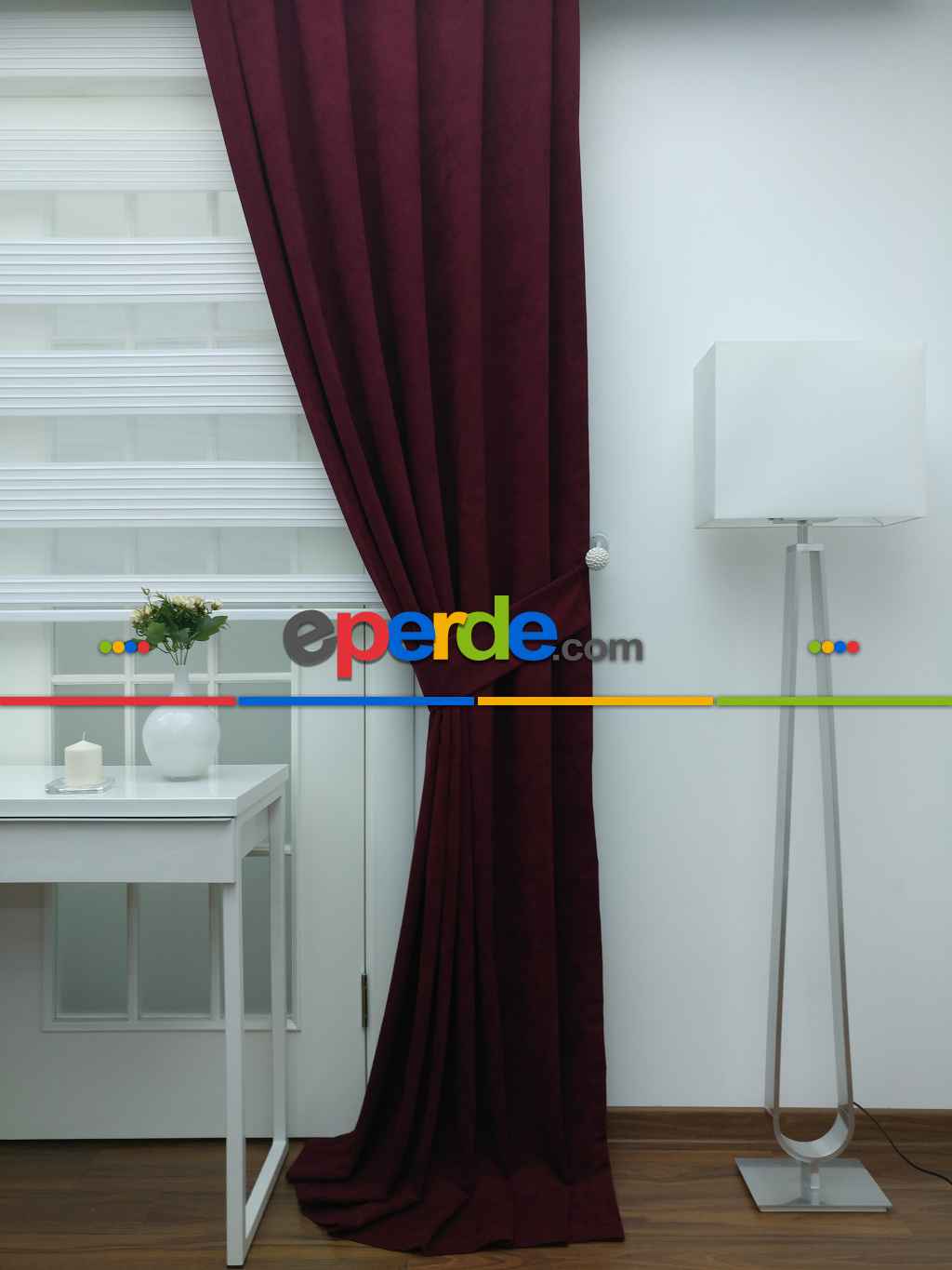 Bordo - Düz Fon Perde- Bordo