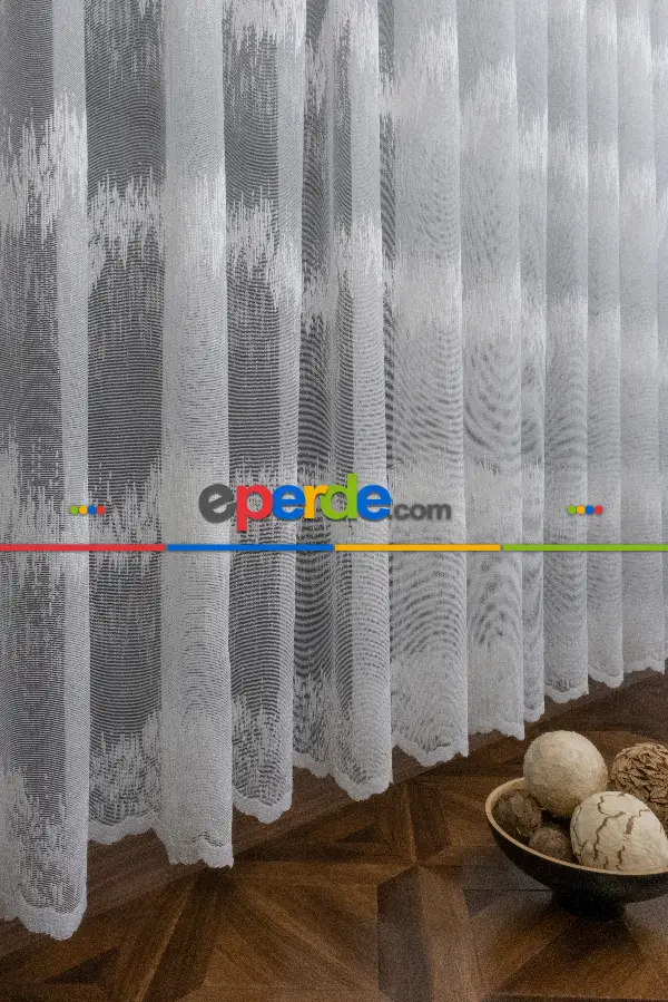 Salon - Taç Ütü İstemez Zikzaklı Yeni Tasarım Model Tül