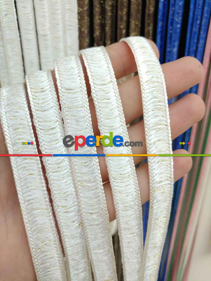 Beyaz Altın Rengi İp Perde İpek Duble Serisi- Beyaz-altın