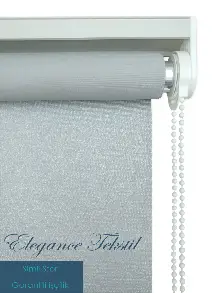 Salon Stor Perde - Gri Stor Perde Pastel Simli Serisi (pvc Kaplama) Kalın Dokulu- Gri Simli