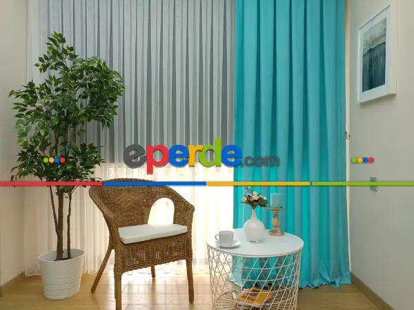 Yatak Odası - Soft Fon Perde- Turkuaz