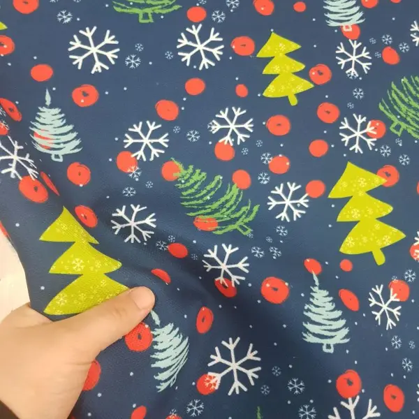 Yılbaşı Desenli Fon Perde Evm993 Kumaşı Kalındır Duck Bezi Değildir- Yeşil-Sarı