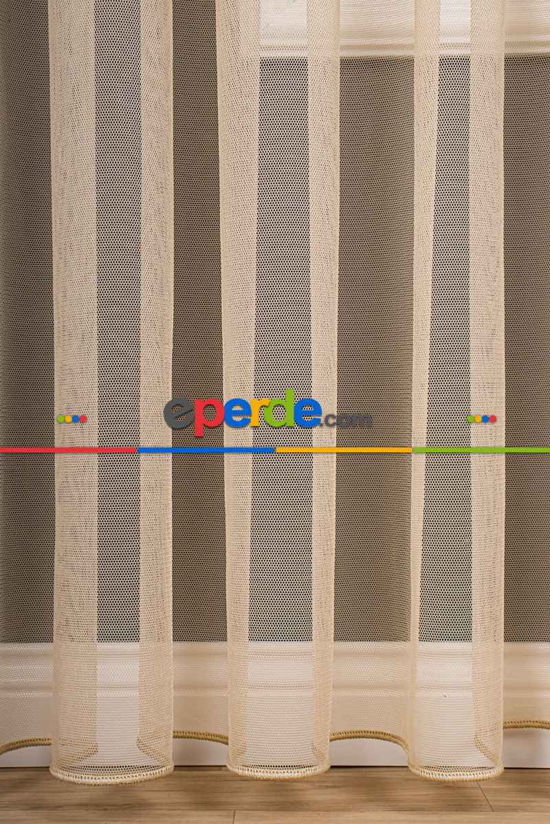 Mutfak - Bej Grek Tül Perde, 1. Kalite, Ütü İstemez