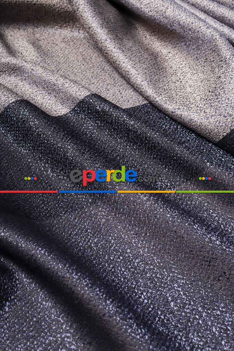 Yatak Odası Fon Perde - Vizon - Lacivert Pano Fon Perde