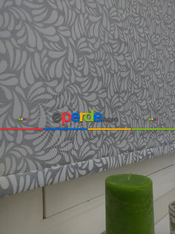 Salon Stor - Kendinden Desenli Stor Perde Gri- Gri-füme-antrasit-beyaz- Çok Renkli 2