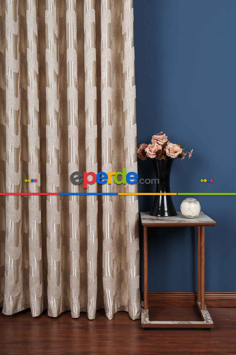 Avantgarde Antrasit Dalgalar Desenli– Modern Jakar Dokuma Fon Perde