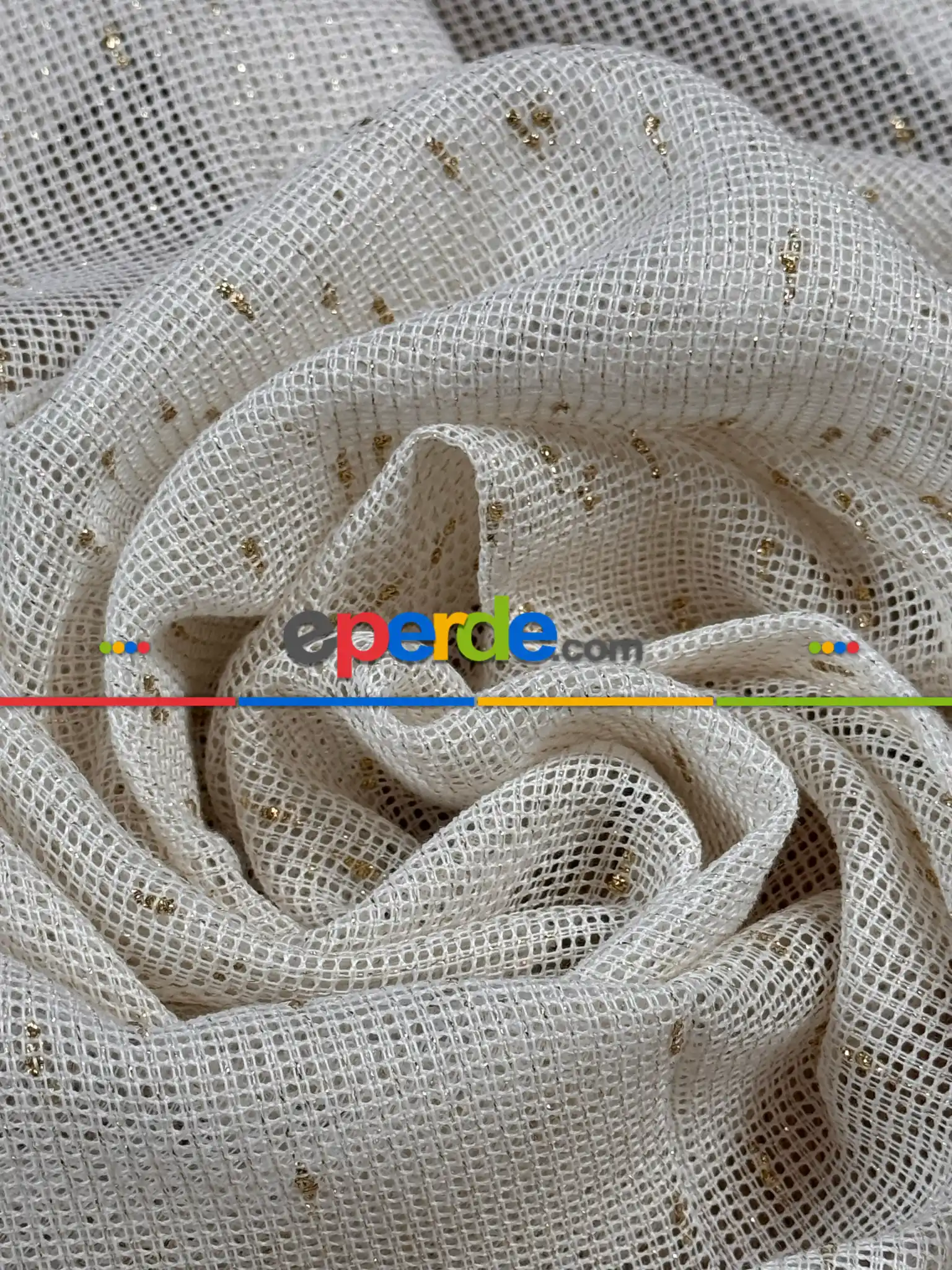 Salon - Simli Özel İplik Doğal Doku Düz Tül Perde - Özel Dokuma Ağır Gramajlı Premium