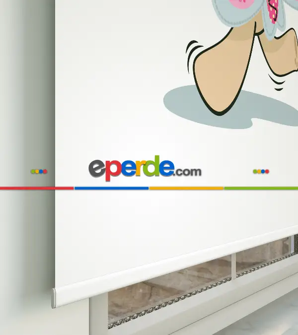 Sevimli Kelebek Desenli Özel Baskılı Stor Perde- Çok Renkli