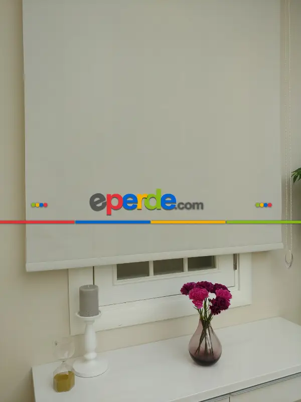 Salon Stor Perde - Stor Perde Sun Screen (pvc Kaplama) Kalın Dokulu- Krem Koyu