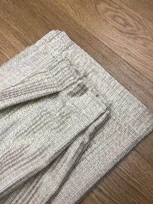 Krem Çizgi Desenli Çok Gramajlı Jakar Fon Perde- Krem