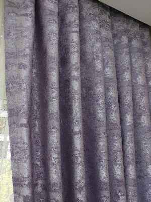 Patinedesenli Lila - Katyonik Jakar Fon Perde- Lila