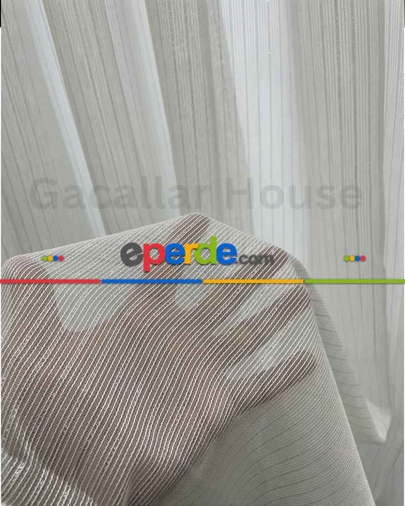 Simli Gümüş Ağır Gramajlı Dökümlü 1/3 Sık Pileli Ütü İstemeyen Tül Perde