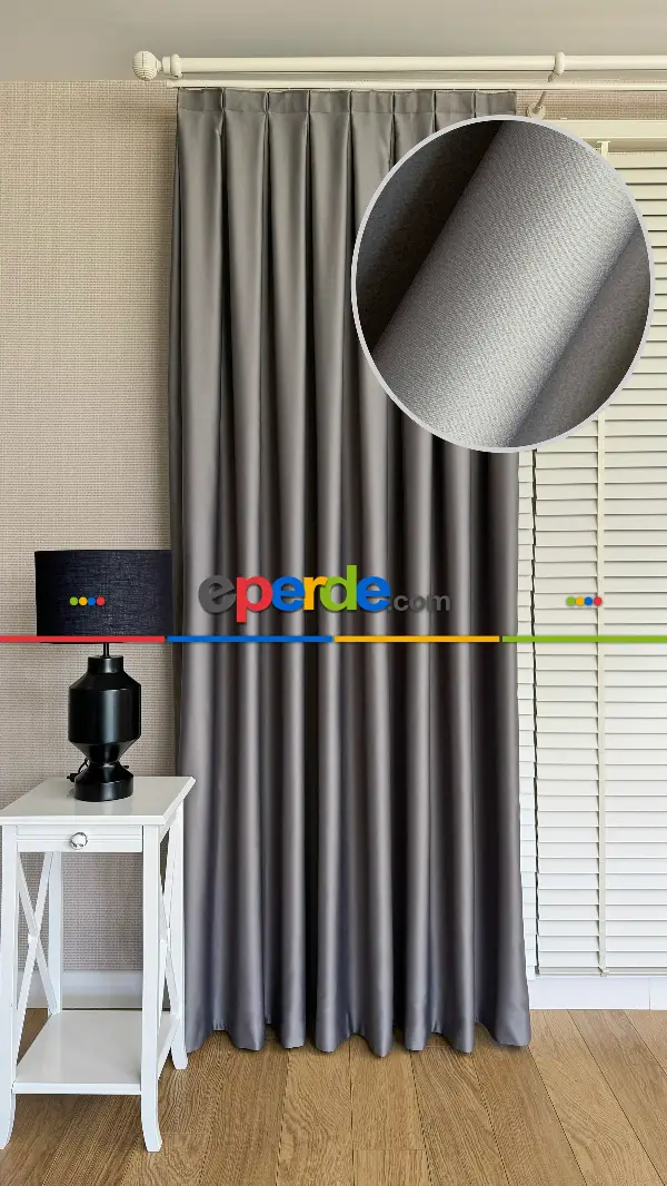 Gri Blackout - Karartma Fon Perde, Premium Kalite Serisidir, %90 Oranında Işığı Keser
