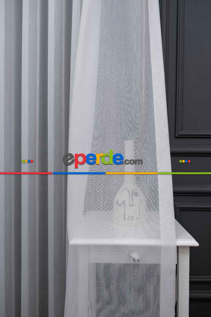 Çizgili Ekru Renkli 1.sınıf Kalite S Pile Bambu Tül Perde