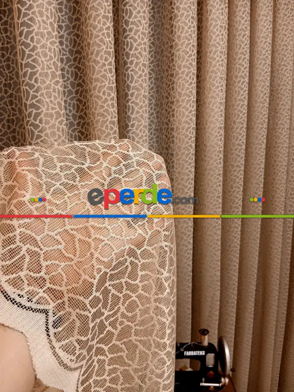 Salon - Vizon Leopar Desen Desen Modern Tül Perde