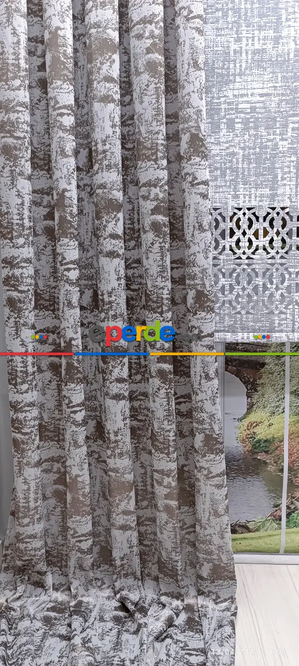 Yatak Odası - 2023 Elit Modern Damask Desenli Fosforlu İplik Dokuma Fon Perde -3