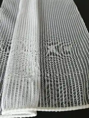 Burgu Çizgili Tül Perde - Beyaz