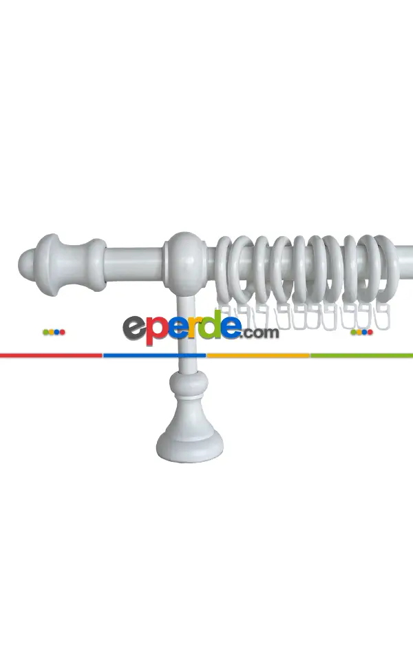 Beyaz Renk Raylı Veya Raysız Plastik Halkalı Rustik Perde Askısı