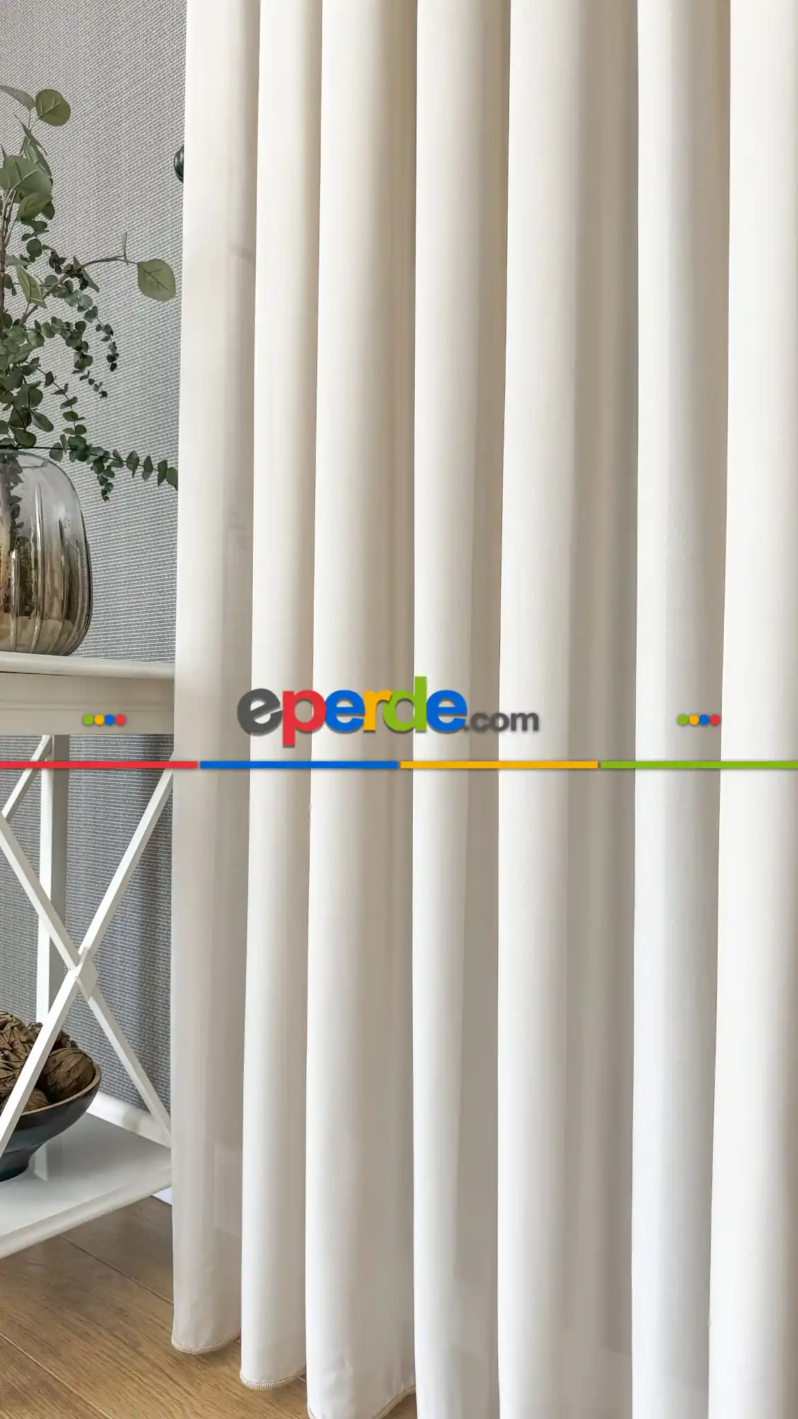 Salon Bej İpek Krep Düz Tül Perde - Premium Kalite Serisidir.