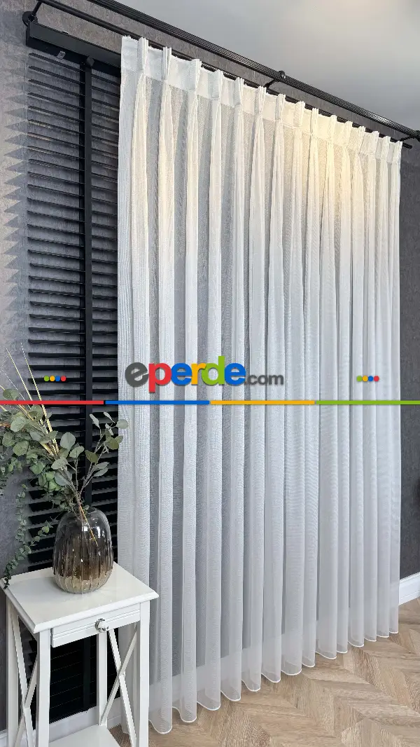 Yatak Odası - Açık Gri Amerikan Pile Tül Perde, 6 Farklı Renk Seçeneği, Ağır Gramajlı Premium Seri Kurşunlu Tül