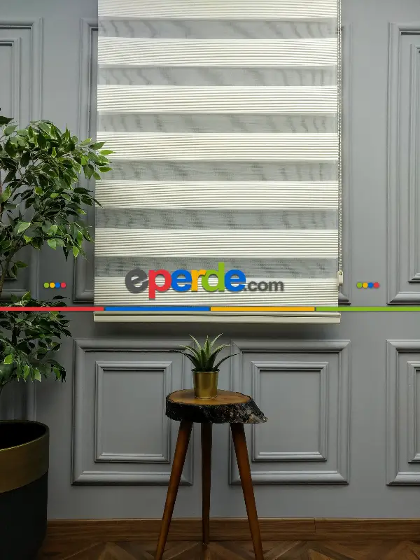 Salon Zebra Perde - 2021 Sezonu - Zebra Perde - Micro Plise Zebra Perde- Krem Açık