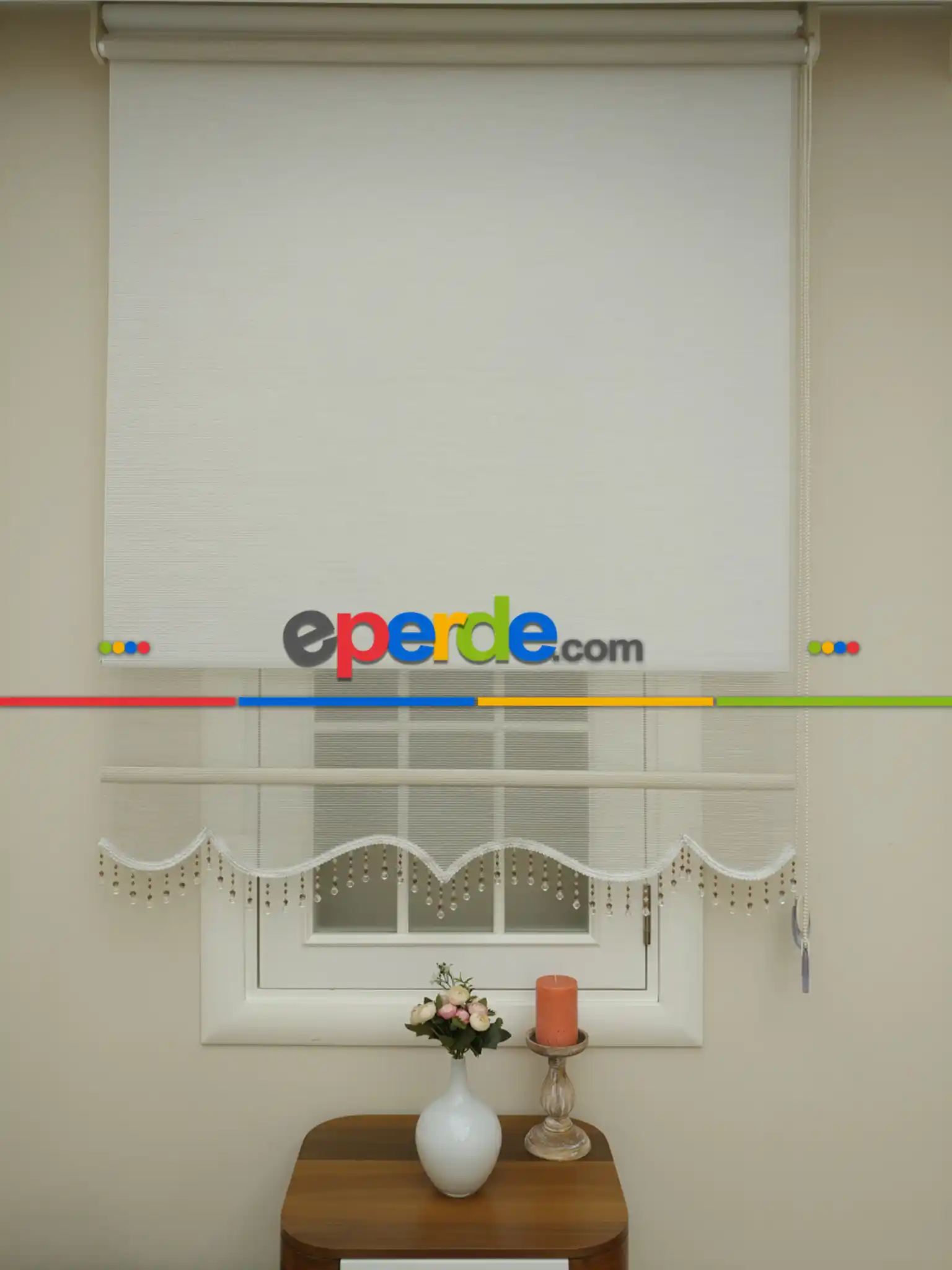 Çiftli Sistem Tül Stor Perde Çizgili Boğma Tül (sütlü Kahve Koyu Krem Rengi)- Krem Koyu-sütlü Kahve