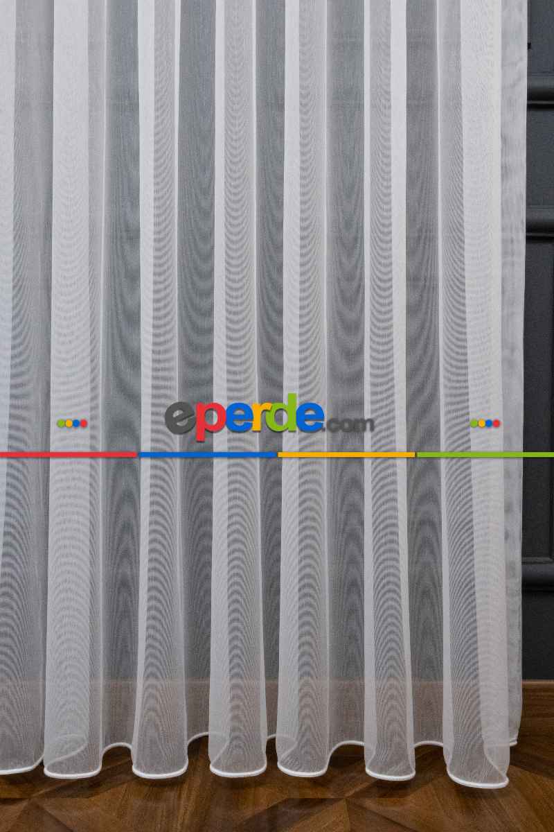 Genç Odası - Hafif Düz Keten Tül Çok Dökümlüdür - İtinalı Dikiş - Kanun Pile - Kurşunlu Tül