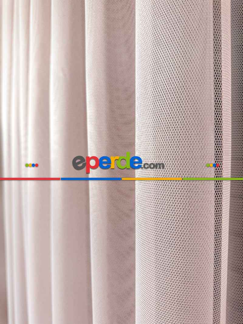 Pembe Grek Zemin Düz Tül Perde - Kurşunlu