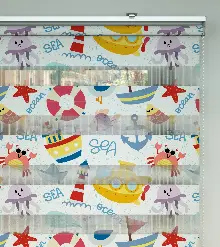 Deniz Temalı Baskılı Zebra Perde- Çok Renkli