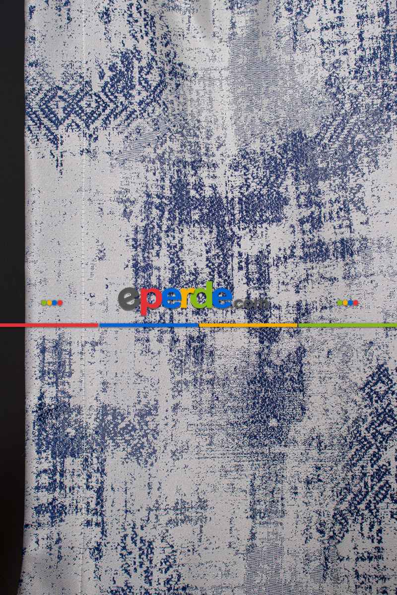 Jakar Dokuma Fon Perde - Mavi - Gri