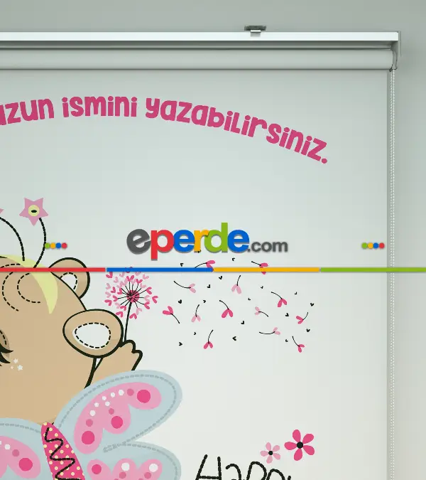 Sevimli Kelebek Desenli Özel Baskılı Stor Perde- Çok Renkli