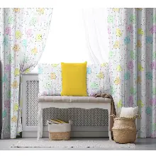 Çocuk Odası - Çocuk Desenli Fon Perde Evim916 Kumaşı Kalındır Duck Bezi Değildir- Mavi-beyaz