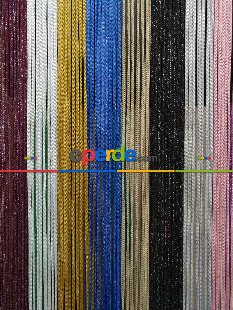 Mutfak İp Perde - Siyah Rengi Simli İp Perde Jumbo Zincir Serisi- Siyah-gümüş