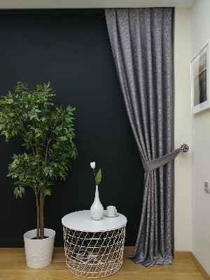 Mor Desenli Jakar Fon Perde- Mor