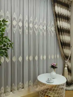Renk Geçişli Jakar Desenli Salon Fon Perdesi -kahve Venge -sütlü Kahve - Bej ( Kendinden Saçaklı)- Bej-kahve Venge-sütlü Kahve