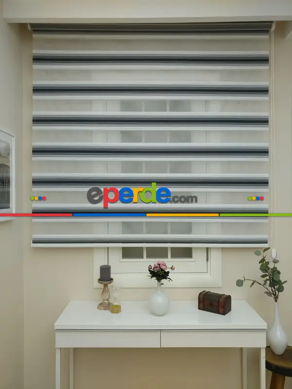 Salon Zebra Perde - Zebra Perde - Degrade Pileli Zebra ( Renk Geçişli Pileli )- Siyah