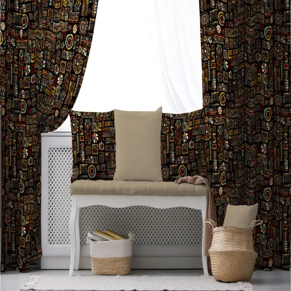Etnik Fon Perde Evim 273 Kumaşı Kalındır Duck Bezi Değildir