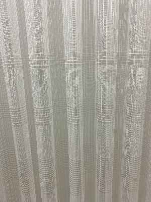 Kare Desen Çizgili Ütü İstemez Tül Perde-ekru