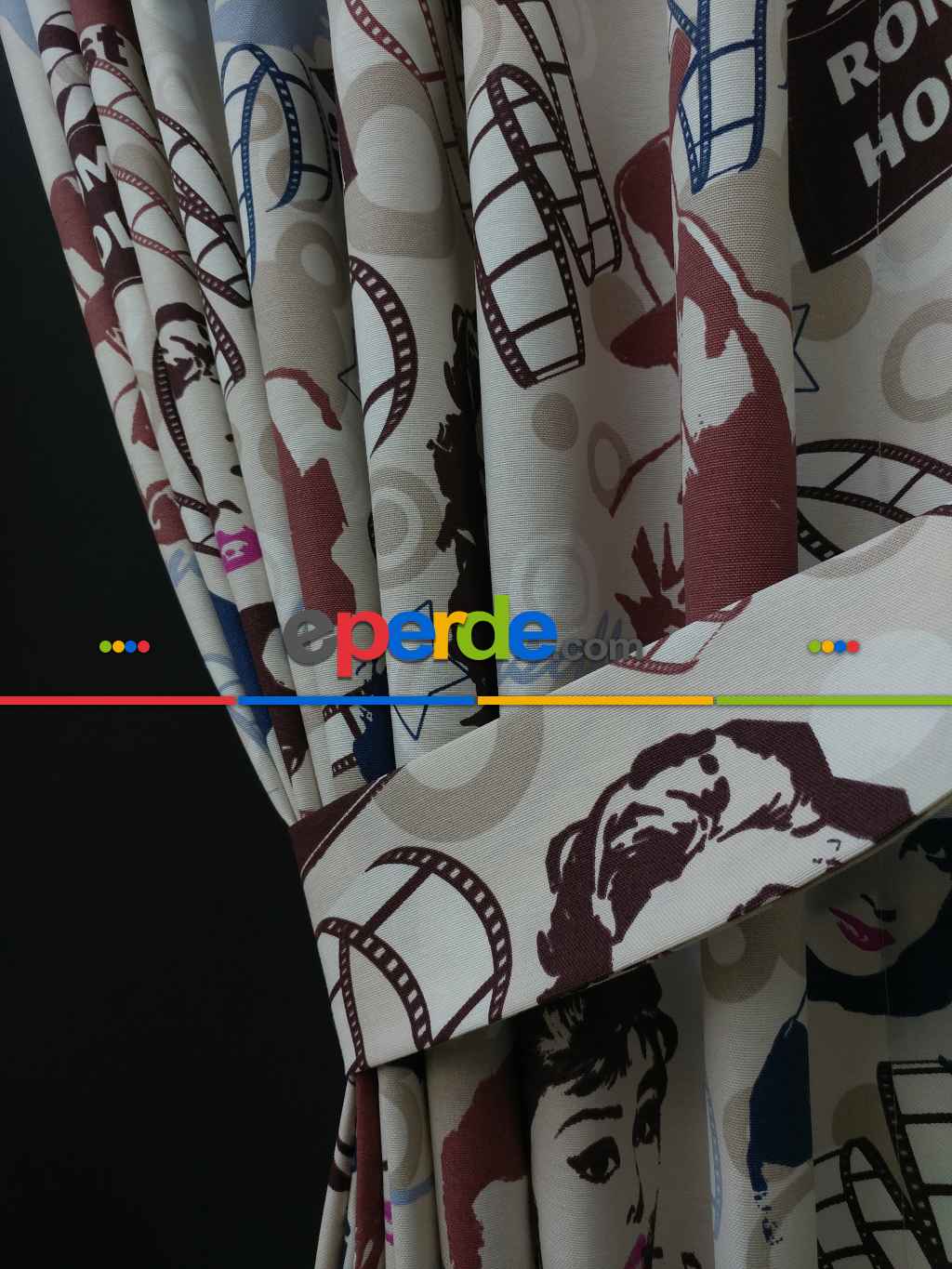 Marilyn Monroe Fon Perde- Mavi-bordo